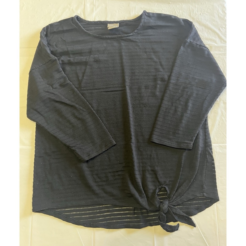 Chocos Black Blouse Transparent Stripes Stretch Size M Pre Owned (276)